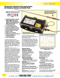 Thumbnail of document Data Sheet - OM-CP Waterproof Thermocouple Data Logging System w/Remote Probe